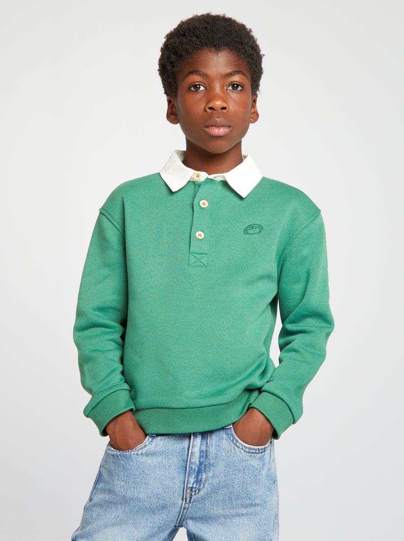 Sudadera de chándal con cuello de polo Verde - Kiabi