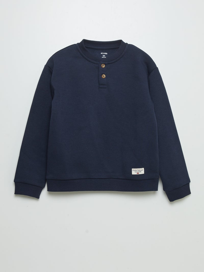 Sudadera de chándal con cuello panadero AZUL - Kiabi