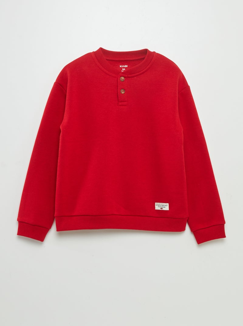 Sudadera de chándal con cuello panadero ROJO - Kiabi
