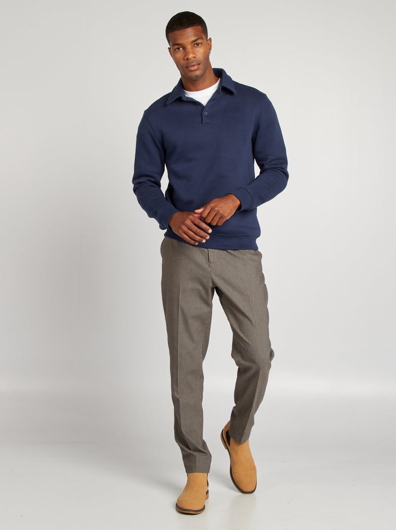 Sudadera de chándal con cuello polo AZUL - Kiabi