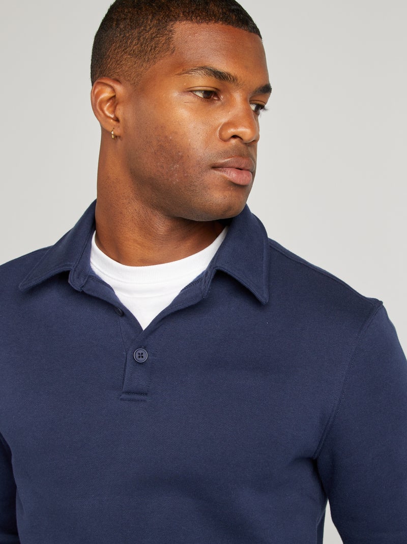 Sudadera de chándal con cuello polo AZUL - Kiabi
