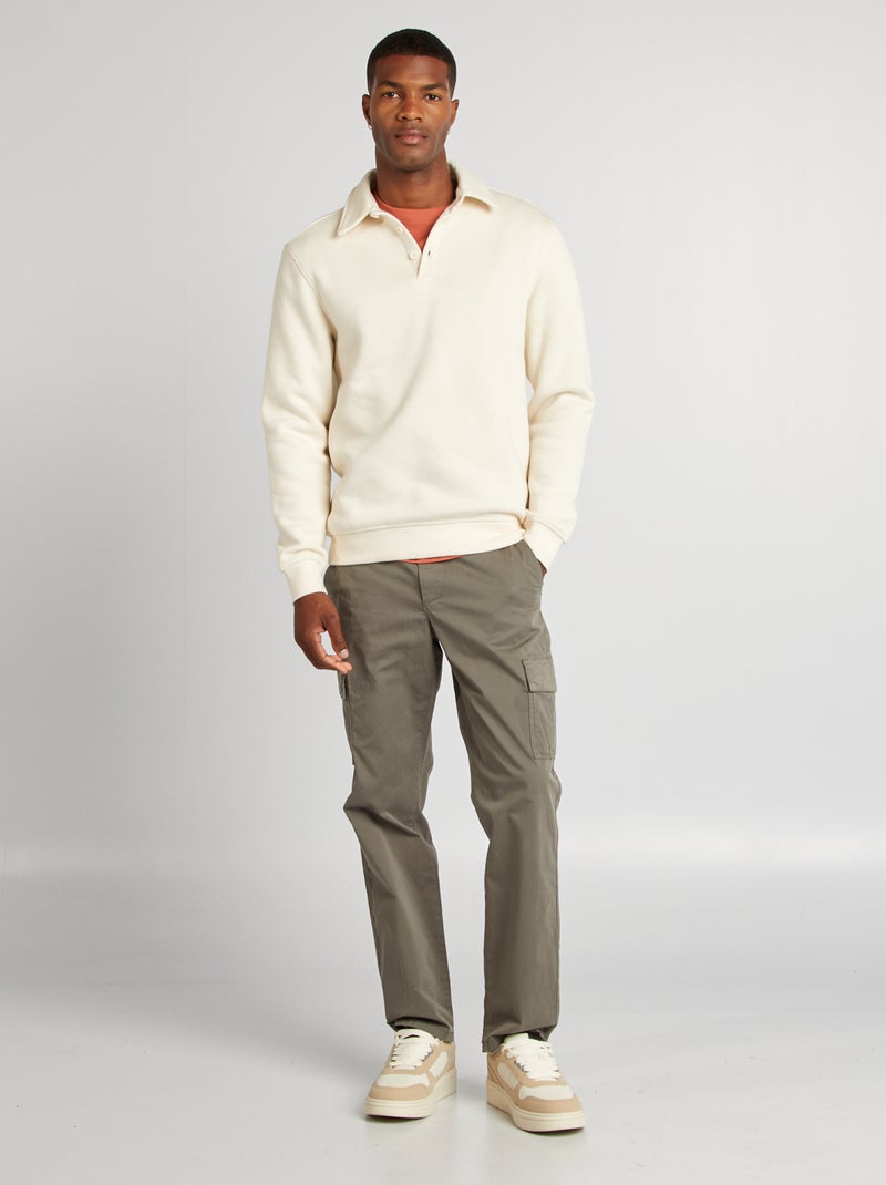 Sudadera de chándal con cuello polo BLANCO - Kiabi