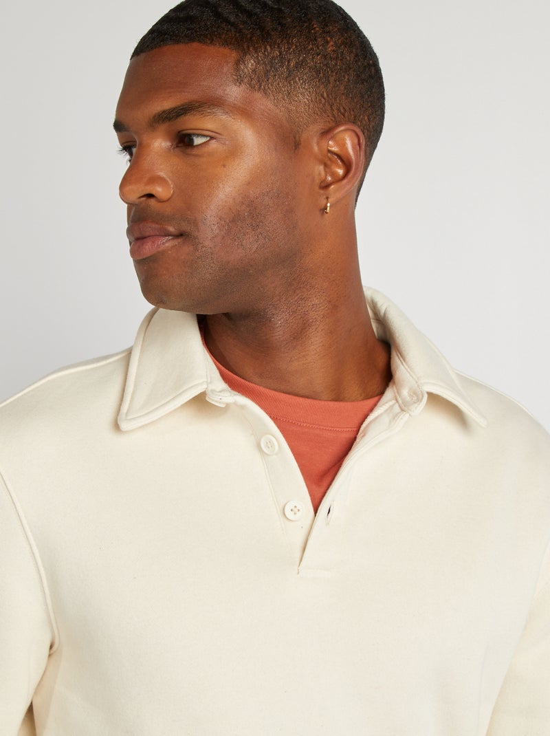 Sudadera de chándal con cuello polo BLANCO - Kiabi