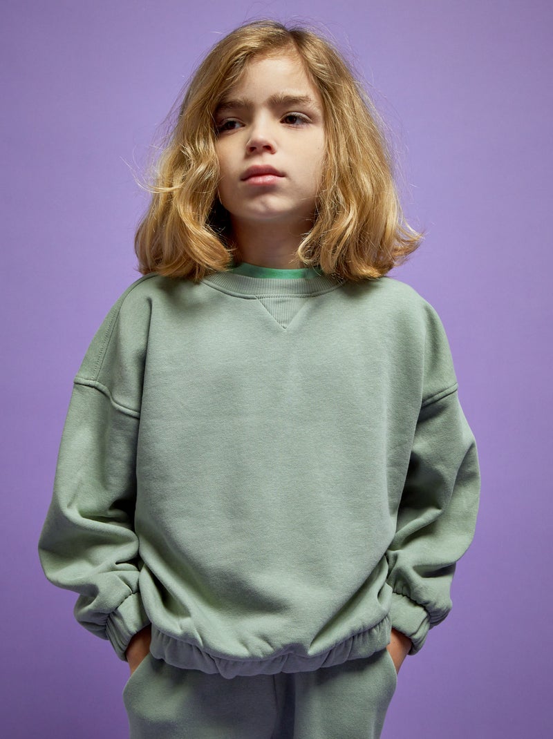 Sudadera de chándal con cuello redondo  - Unisex verde gris - Kiabi