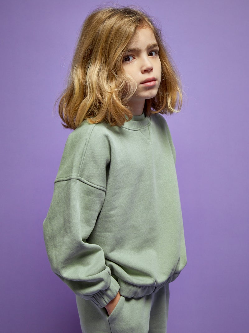 Sudadera de chándal con cuello redondo  - Unisex verde gris - Kiabi