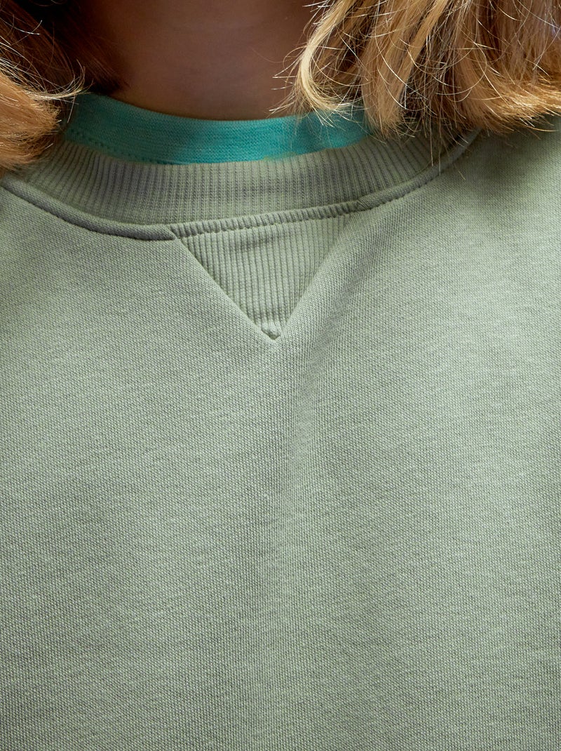 Sudadera de chándal con cuello redondo  - Unisex verde gris - Kiabi