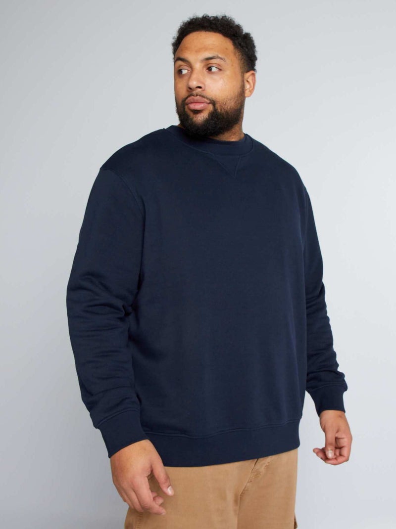Sudadera de chándal con cuello redondo AZUL - Kiabi