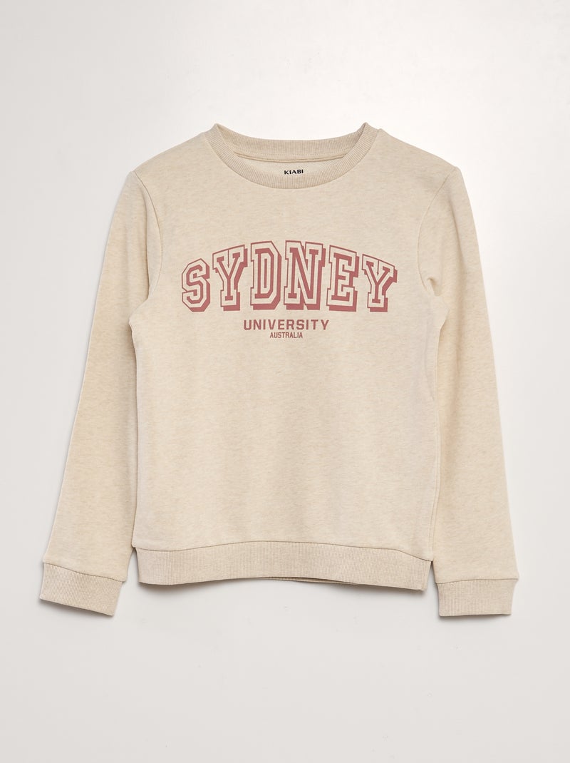 Sudadera de chándal con cuello redondo BEIGE - Kiabi