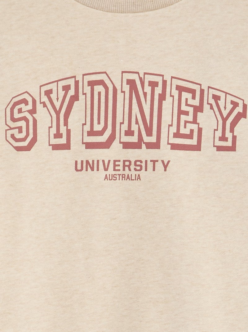 Sudadera de chándal con cuello redondo BEIGE - Kiabi