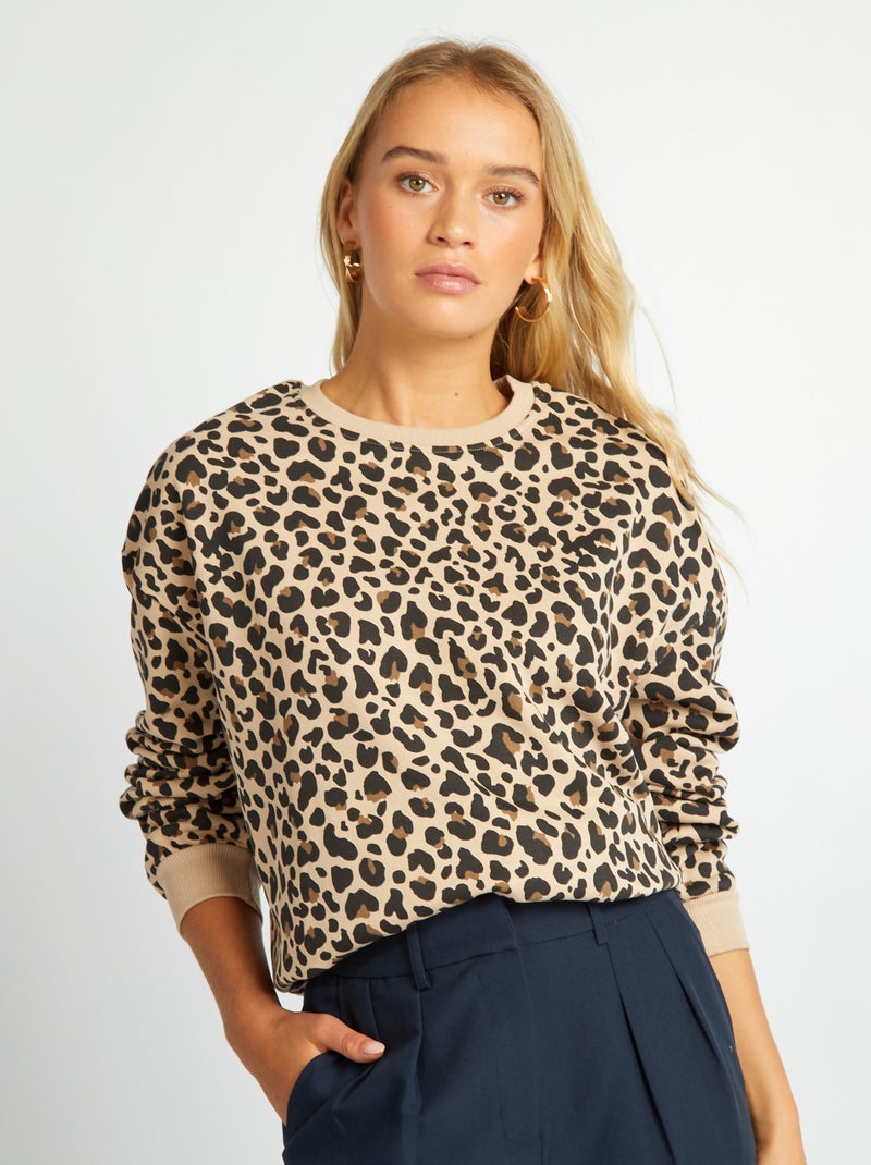 Sudadera de chándal con cuello redondo BEIGE - Kiabi