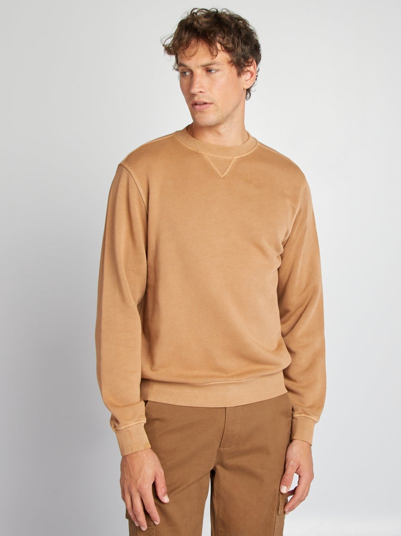 Sudadera de chándal con cuello redondo BEIGE - Kiabi