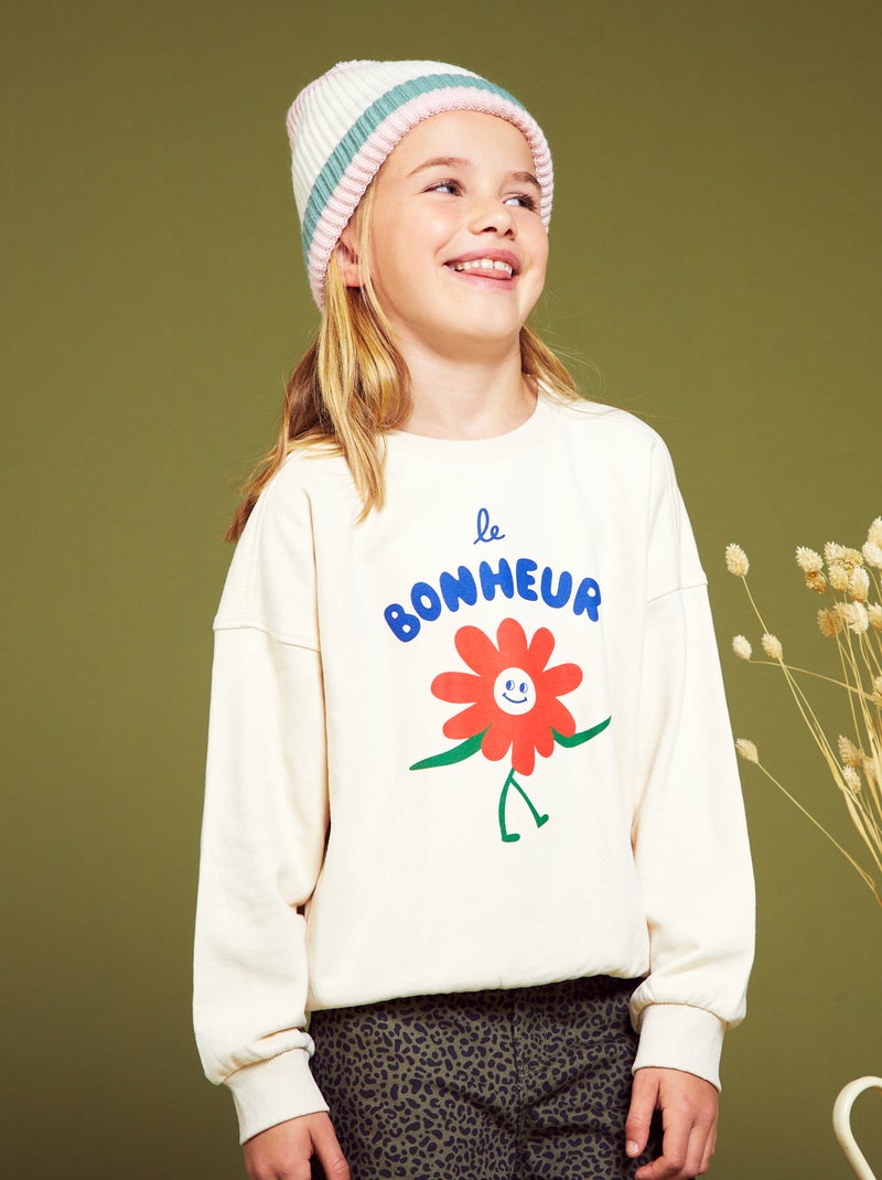 Sudadera de chándal con cuello redondo BLANCO - Kiabi