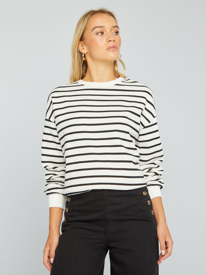 Sudadera de chándal con cuello redondo BLANCO - Kiabi