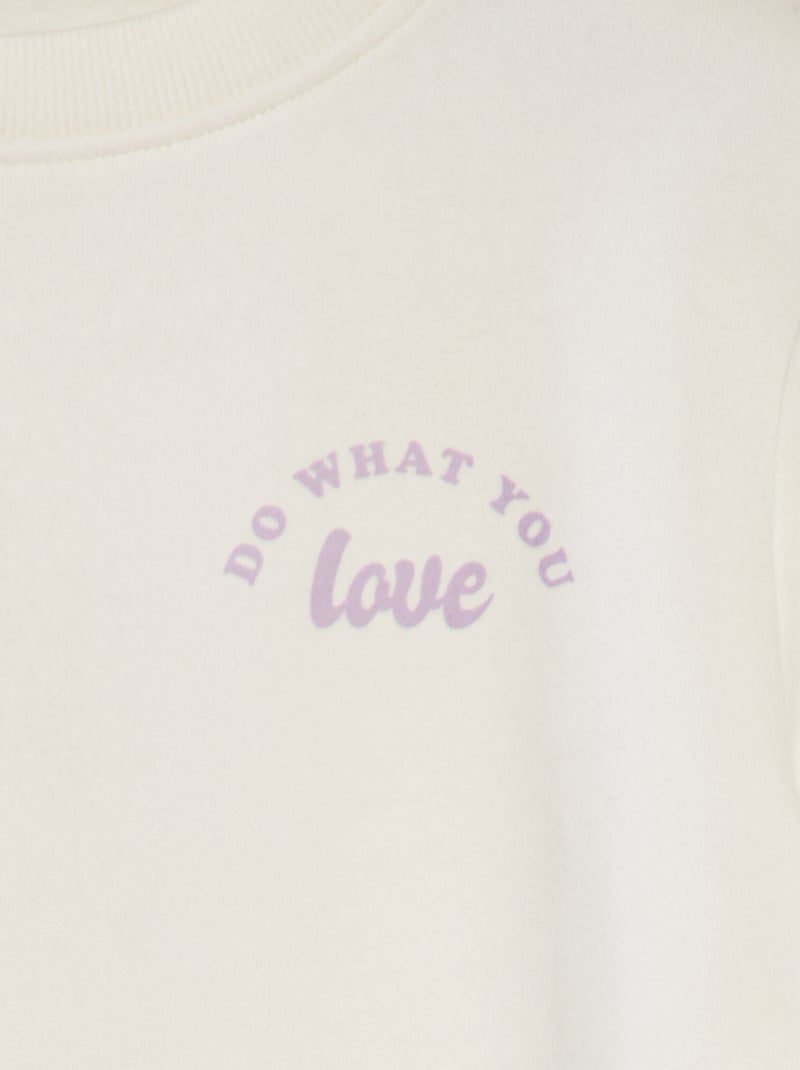 Sudadera de chándal con cuello redondo BLANCO - Kiabi