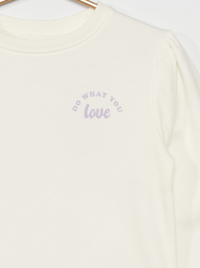 Sudadera de chándal con cuello redondo BLANCO - Kiabi