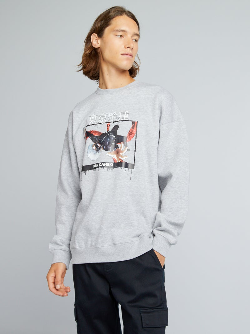 Sudadera de chándal con cuello redondo GRIS - Kiabi