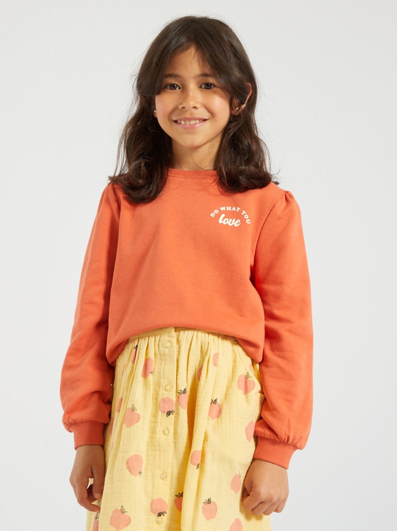 Sudadera de chándal con cuello redondo NARANJA - Kiabi