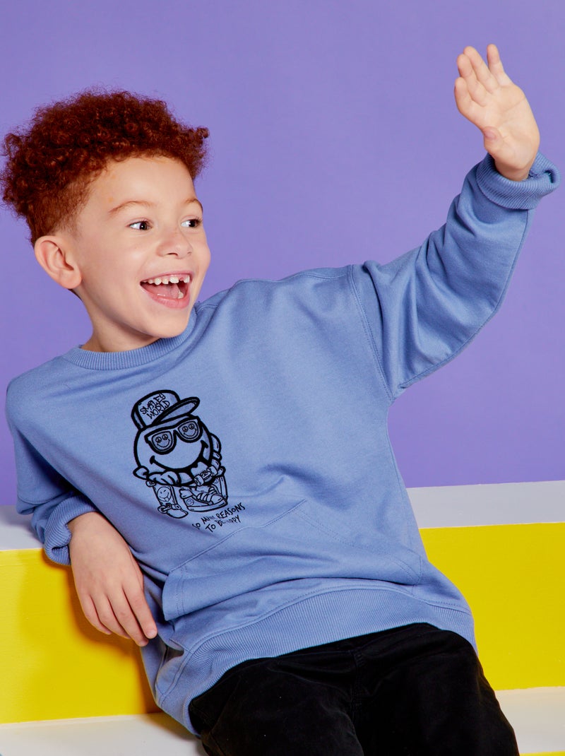 Sudadera de chándal con cuello redondo 'SmileyWorld' AZUL - Kiabi