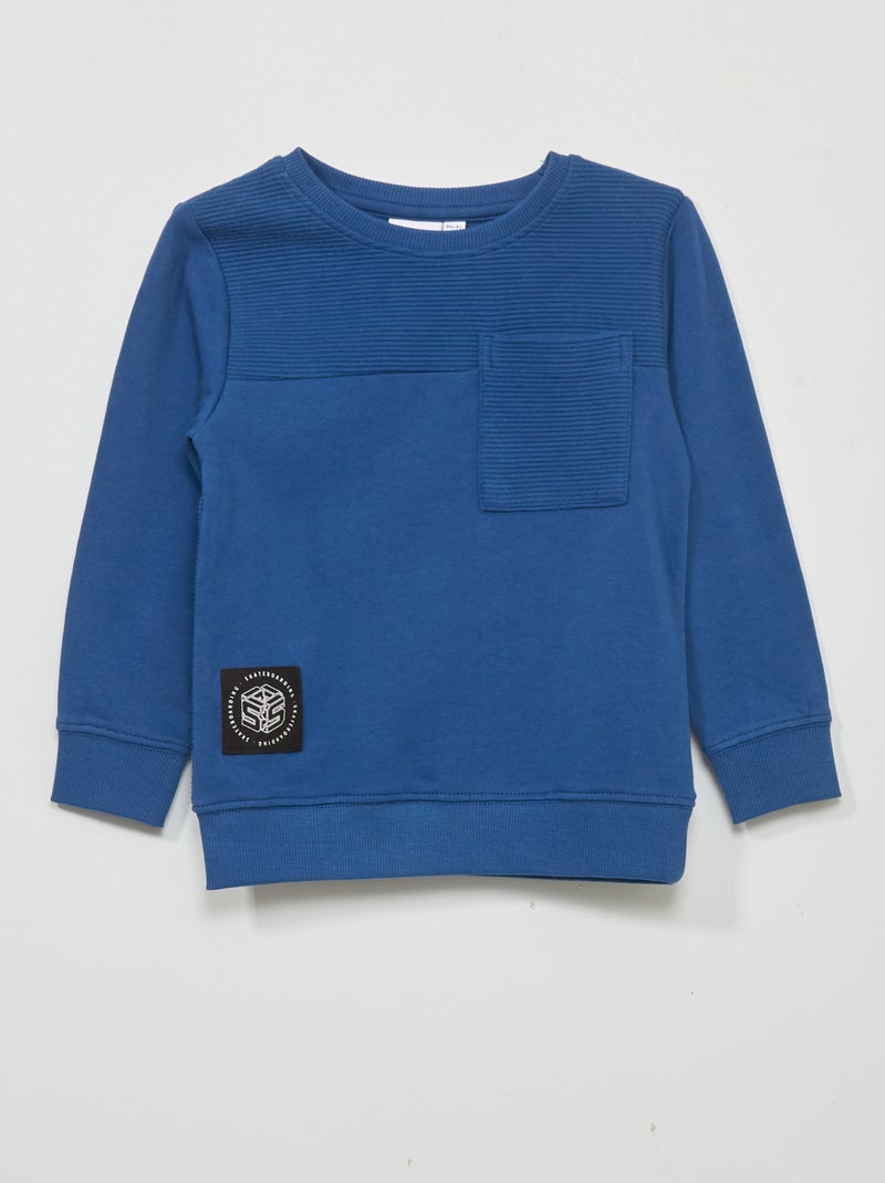 Sudadera de chándal con detalle de canalé AZUL - Kiabi