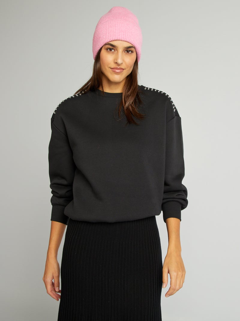 Sudadera de chándal con detalles de pedrería GRIS - Kiabi