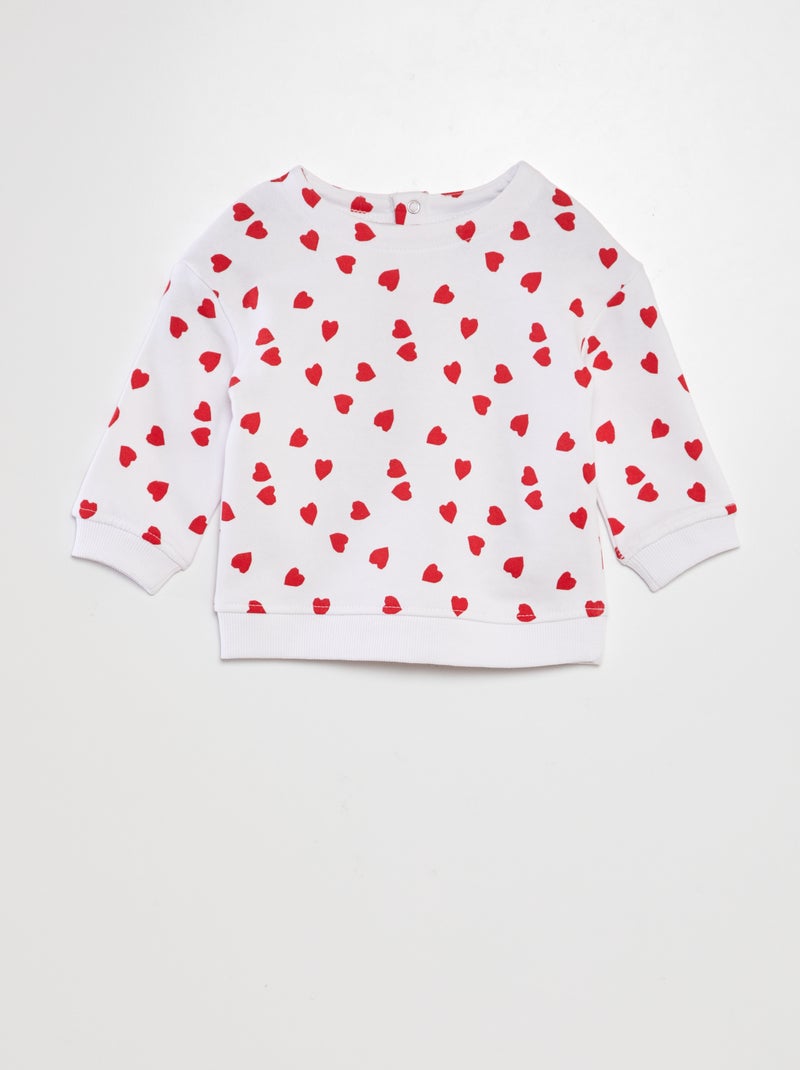 Sudadera de chándal con estampado de corazones BLANCO - Kiabi
