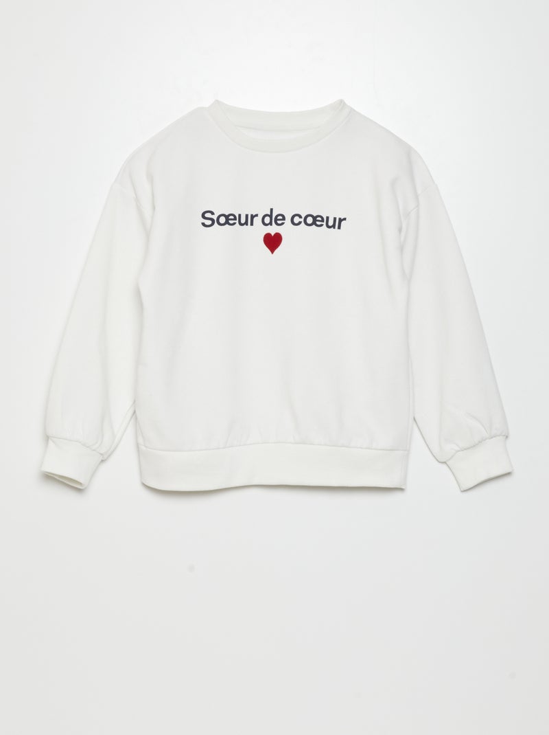 Sudadera de chándal con estampado de punto de felpa BLANCO - Kiabi