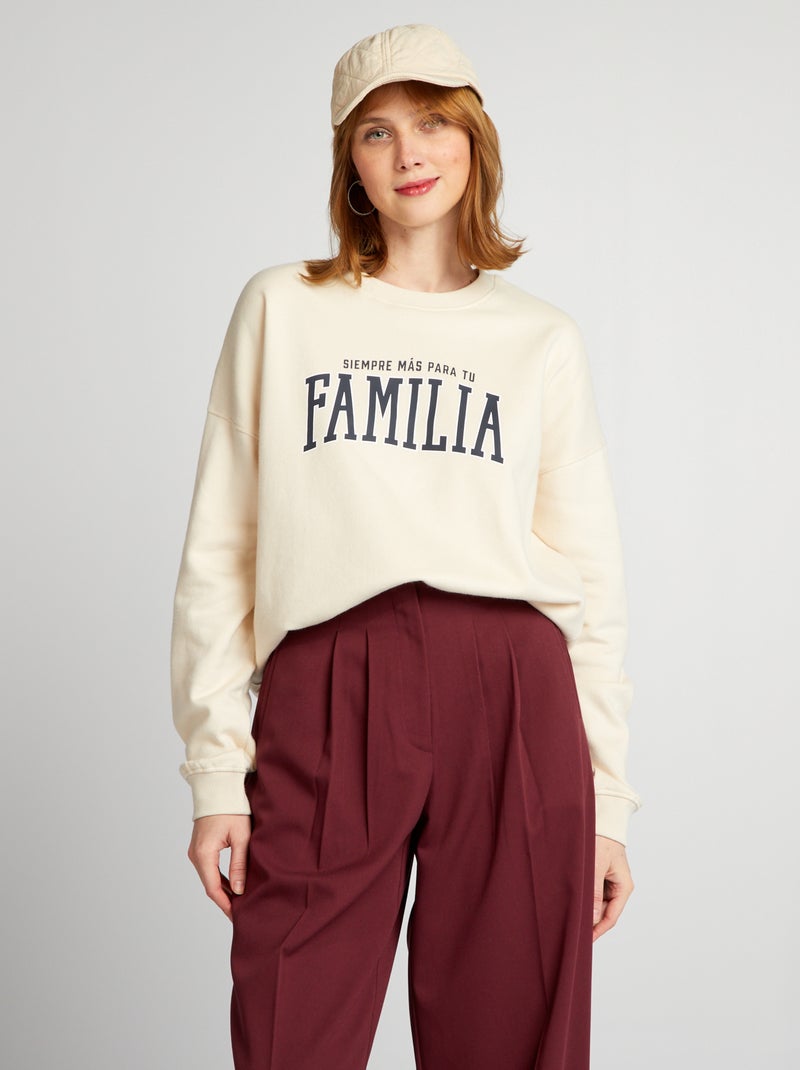 Sudadera de chándal con estampado Familia beige - Kiabi