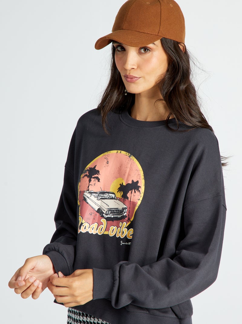 Sudadera de chándal con estampado NEGRO - Kiabi