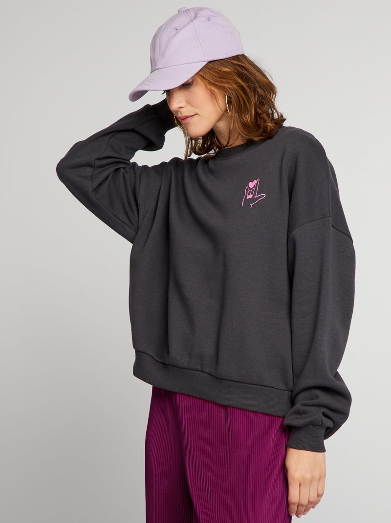 Sudadera de chándal con estampado NEGRO - Kiabi