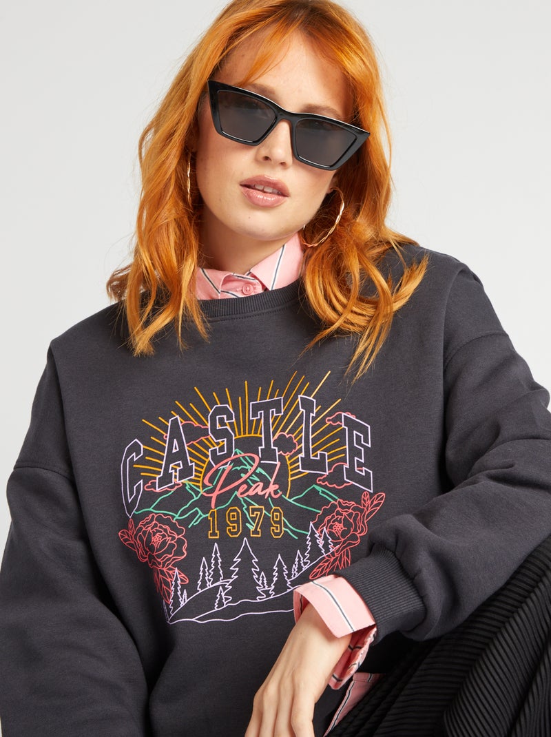 Sudadera de chándal con estampado NEGRO - Kiabi