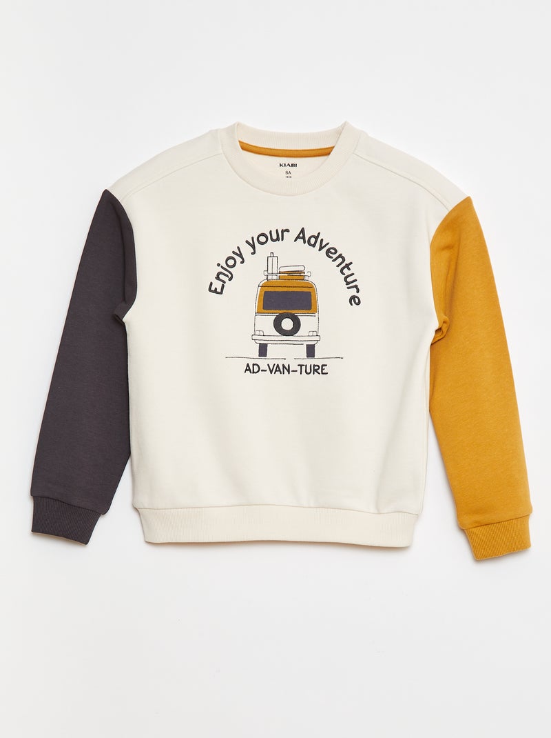 Sudadera de chándal con mangas en contraste Beige - Kiabi