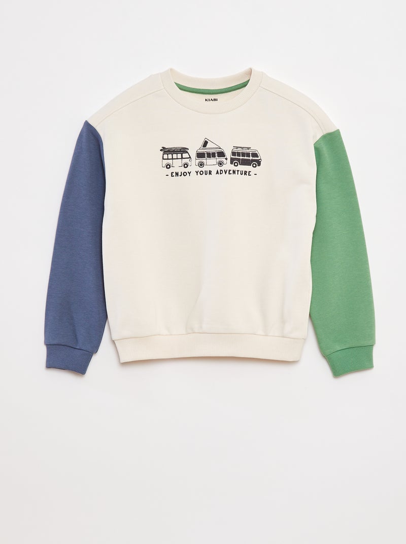 Sudadera de chándal con mangas en contraste Beige - Kiabi