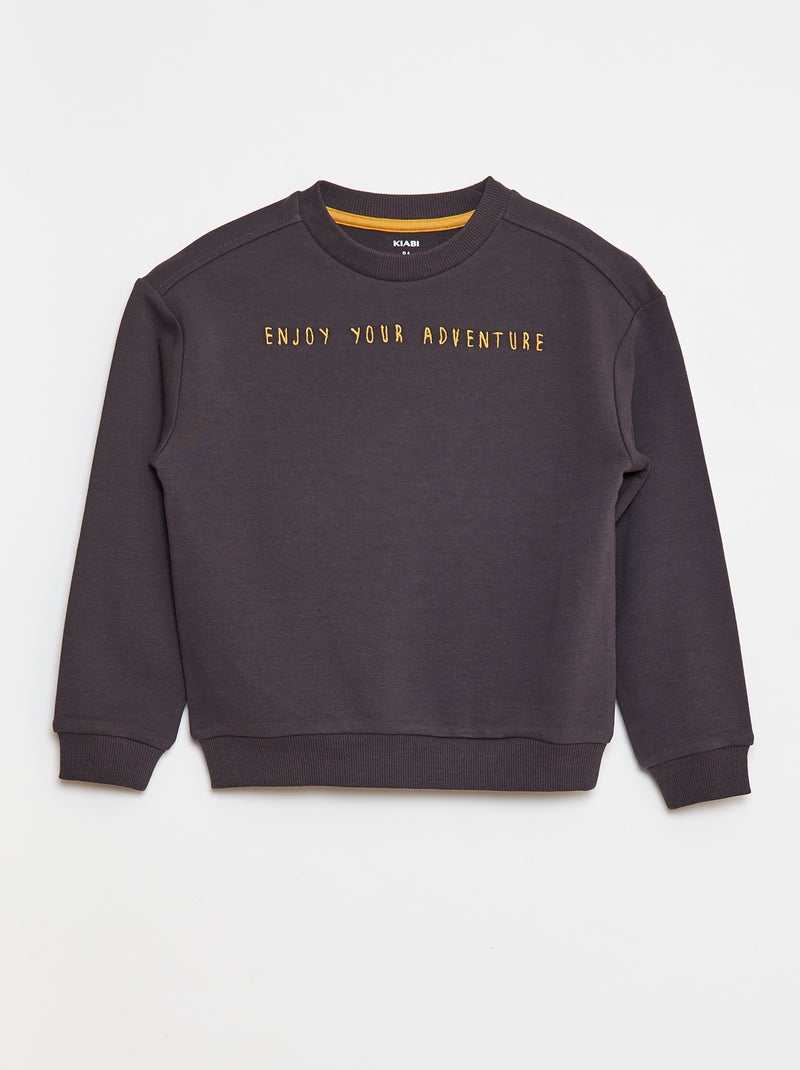 Sudadera de chándal con mensaje bordado Gris - Kiabi