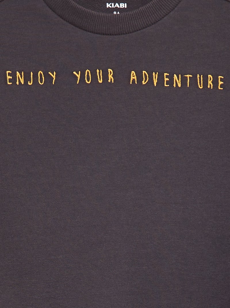 Sudadera de chándal con mensaje bordado Gris - Kiabi