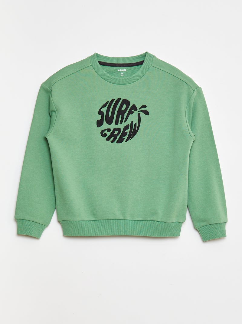 Sudadera de chándal con mensaje bordado Verde - Kiabi