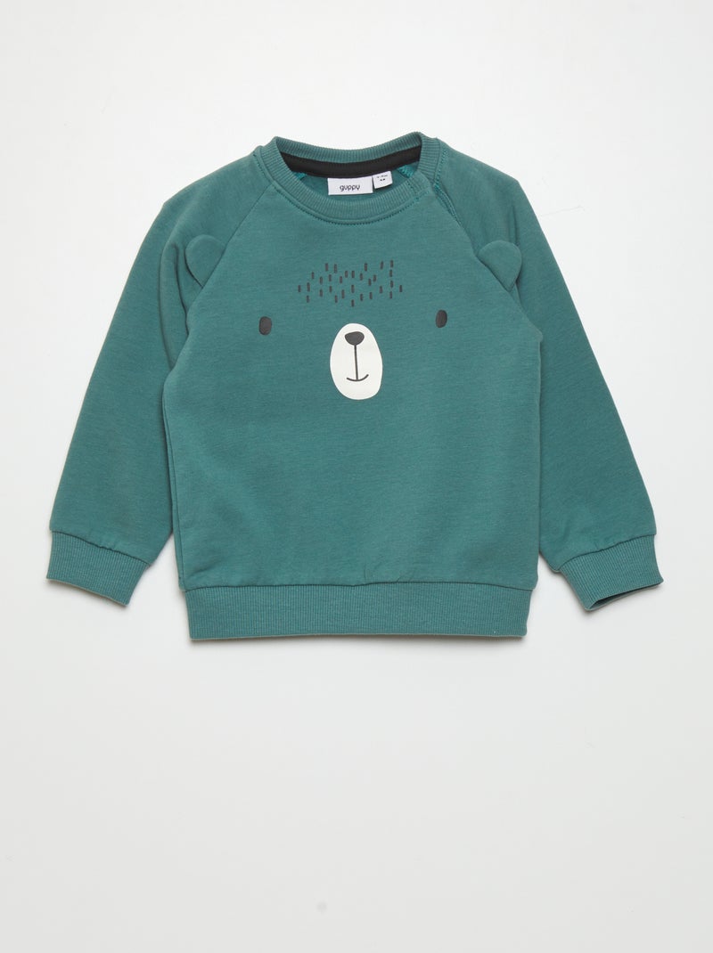 Sudadera de chándal con motivo de 'oso' VERDE - Kiabi
