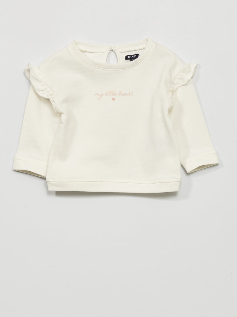Sudadera de chándal con volantes BLANCO - Kiabi