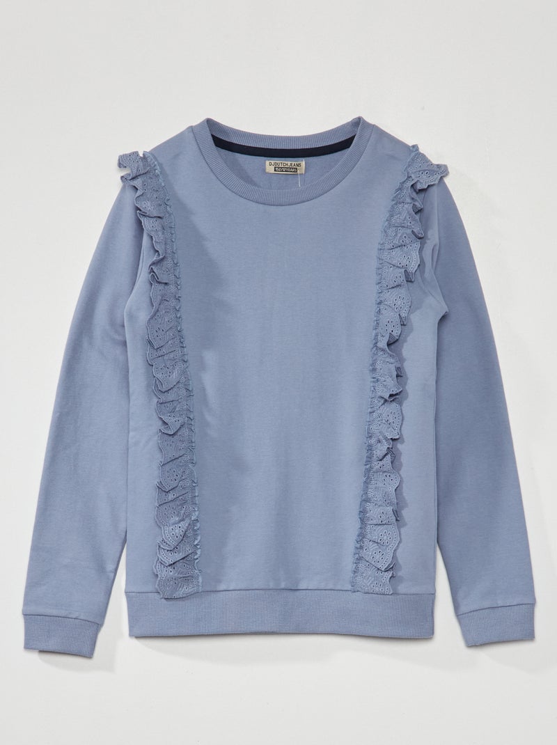 Sudadera de chándal con volantes bordados azul - Kiabi