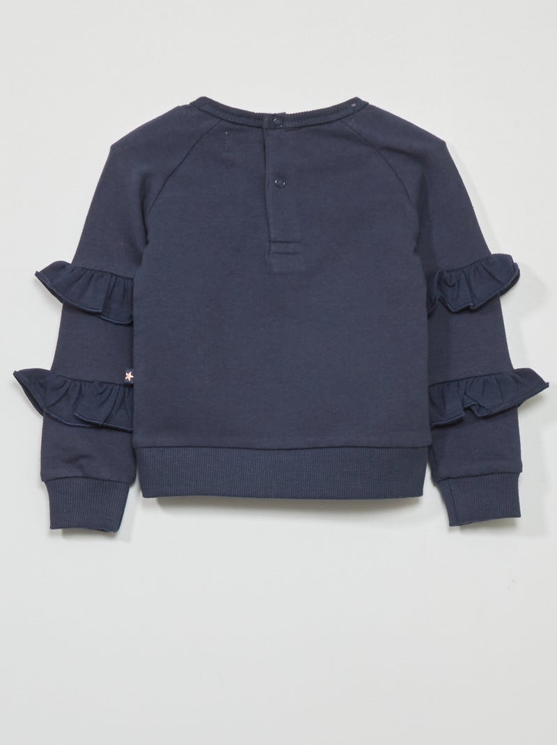 Sudadera de chándal con volantes en las mangas AZUL - Kiabi