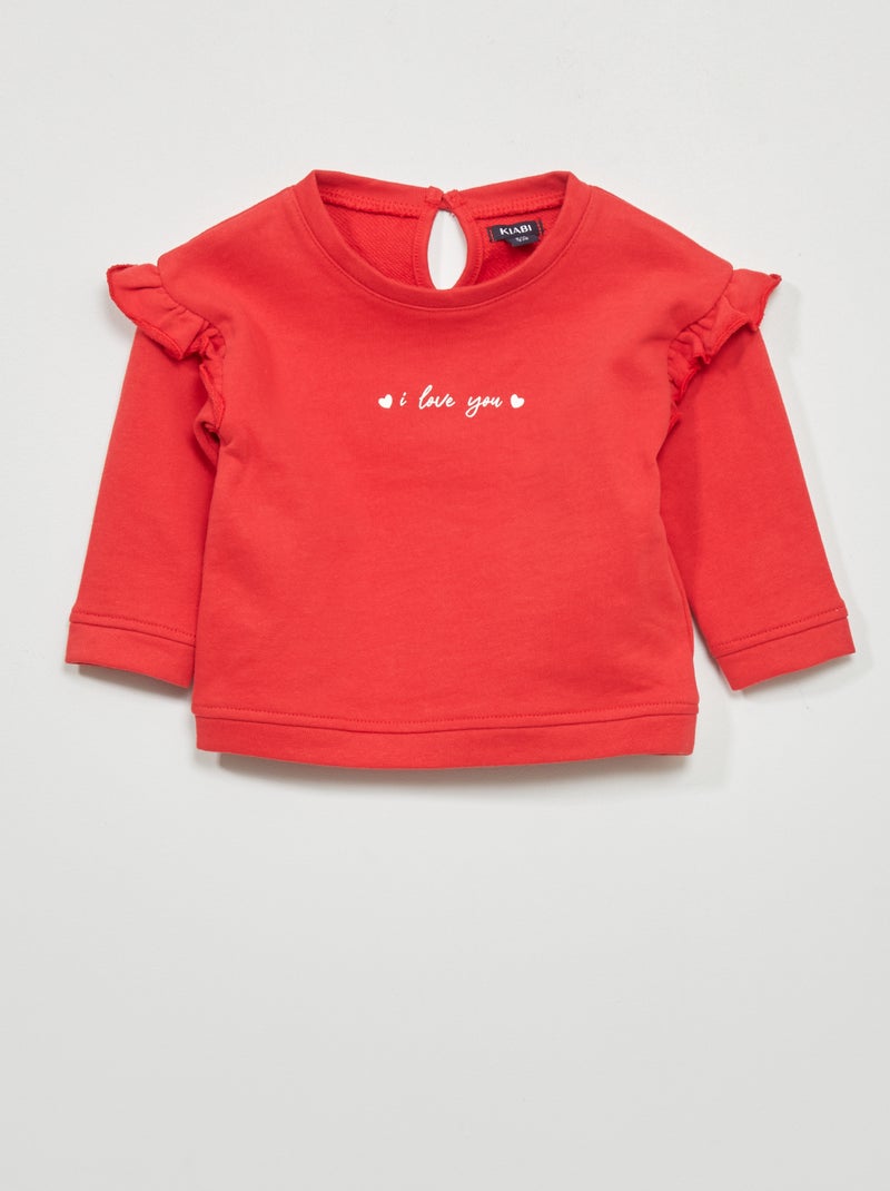 Sudadera de chándal con volantes ROJO - Kiabi