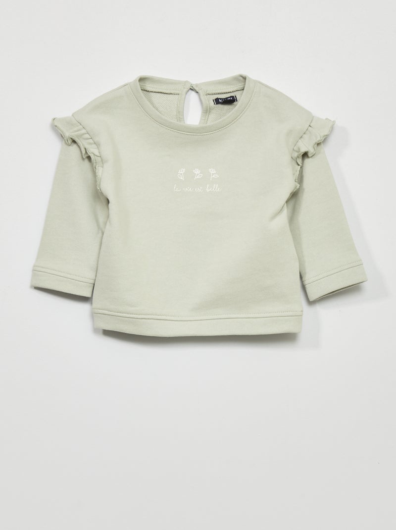 Sudadera de chándal con volantes VERDE - Kiabi