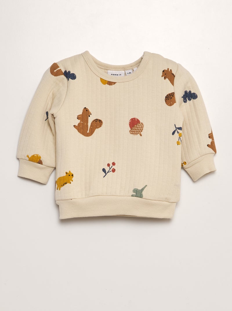 Sudadera de chándal de canalé BEIGE - Kiabi