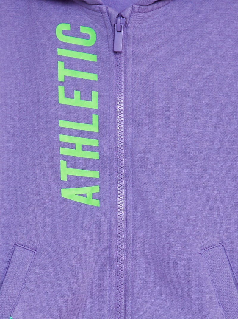 Sudadera de chándal deportiva con cremallera y capucha PURPURA - Kiabi