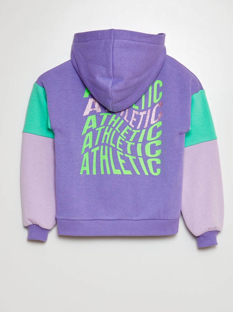 Sudadera de chándal deportiva con cremallera y capucha PURPURA - Kiabi