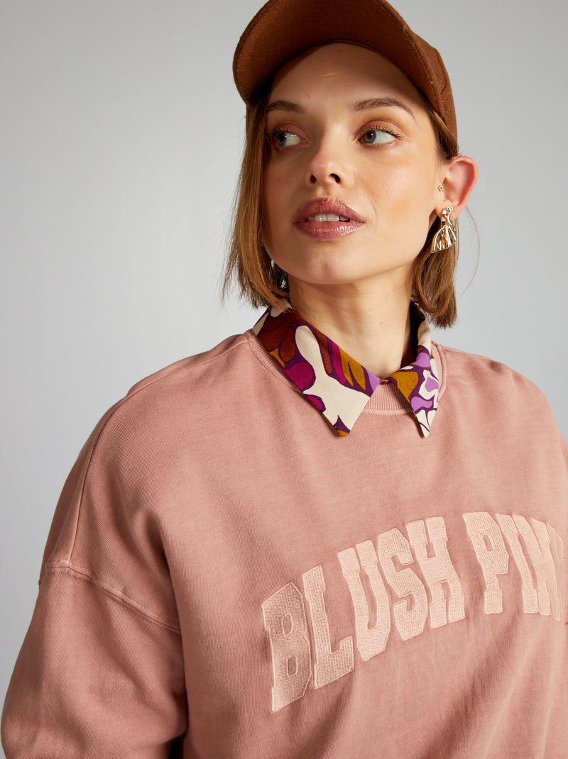 Sudadera de chándal efecto descolorido ROSA - Kiabi