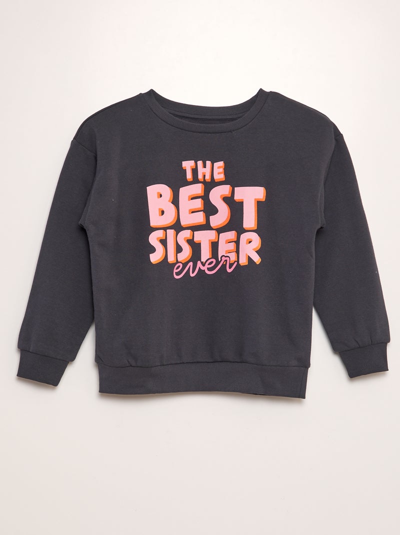 Sudadera de chándal estampada - Hermano y hermana NEGRO - Kiabi