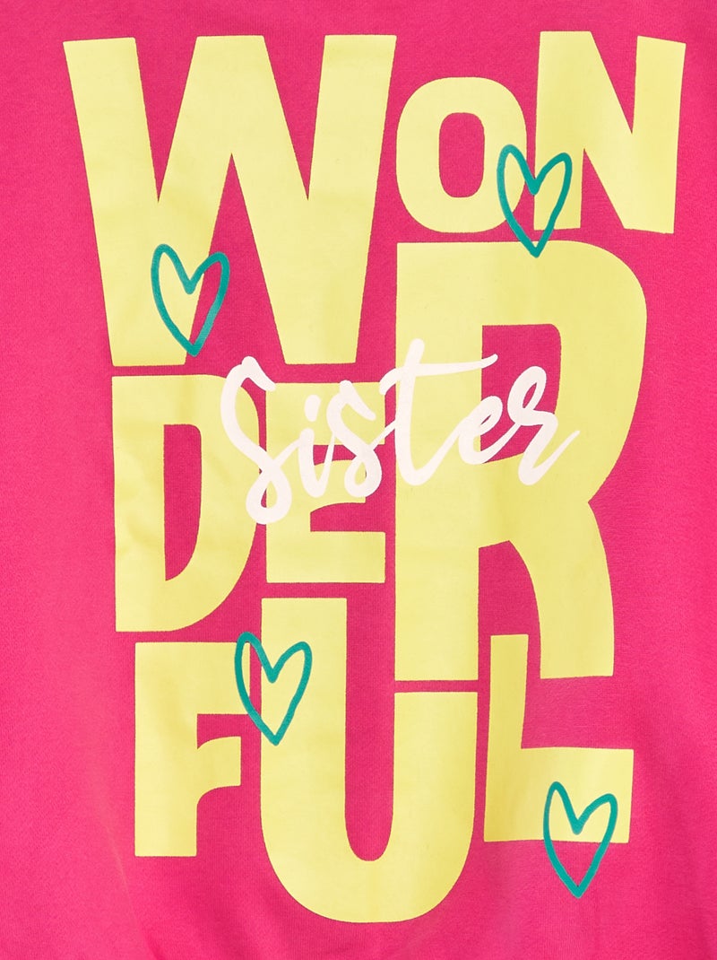 Sudadera de chándal estampada - Hermano y hermana ROSA - Kiabi