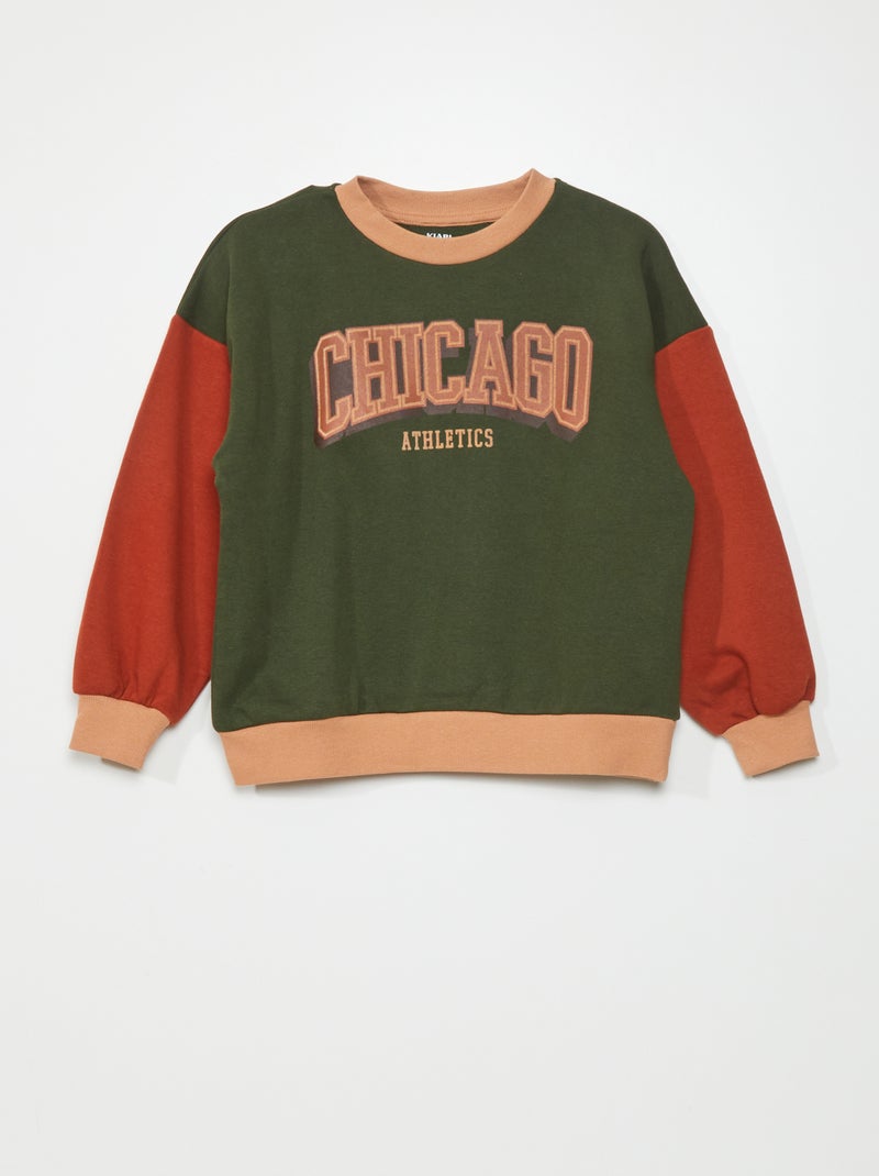 Sudadera de chándal estampada 'Chicago' VERDE - Kiabi