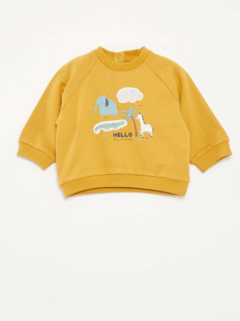 Sudadera de chándal estampada con cierre de automáticos Amarillo - Kiabi