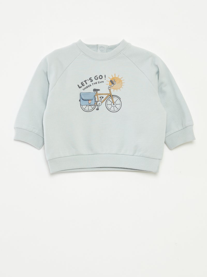 Sudadera de chándal estampada con cierre de automáticos Azul - Kiabi